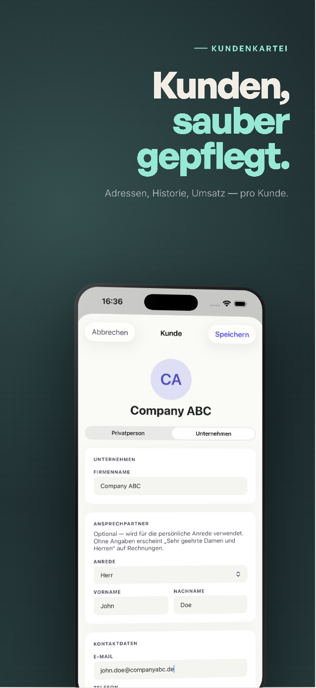 Jobrechnung Willkommens-Screen mit den Kernversprechen Ohne Cloud und Ohne Abo